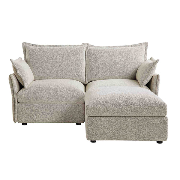 Byron Pillow Edge Mist Gray Boucle Sectional Sofa, 2-Seater Chaise