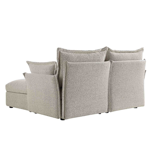 Byron Pillow Edge Mist Gray Boucle Sectional Sofa, 2-Seater Chaise
