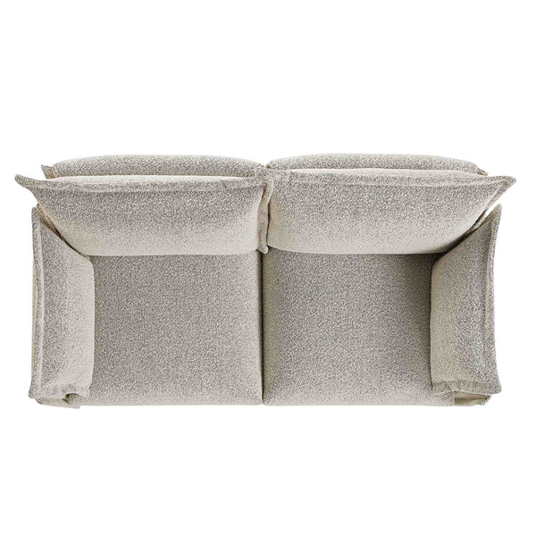 Byron Pillow Edge Mist Gray Boucle Sectional Sofa, 2-Seater
