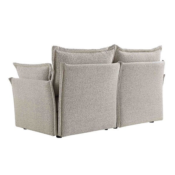 Byron Pillow Edge Mist Gray Boucle Sectional Sofa, 2-Seater