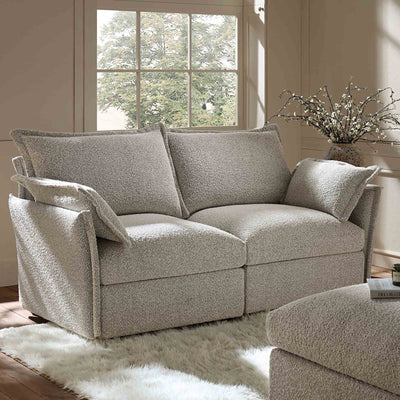 Byron Pillow Edge Mist Gray Boucle Sectional Sofa, 2-Seater