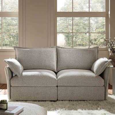 Byron Pillow Edge Mist Gray Boucle Sectional Sofa, 2-Seater