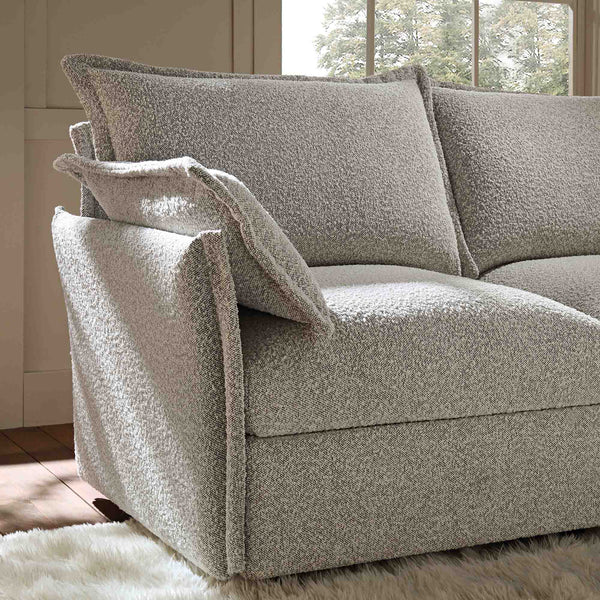 Byron Pillow Edge Mist Gray Boucle Sectional Sofa, 2-Seater
