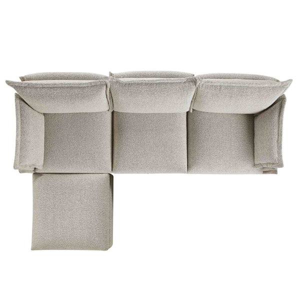 Byron Pillow Edge Mist Gray Boucle Sectional Sofa, 3-Seater Chaise