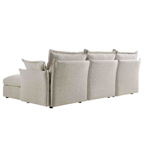 Byron Pillow Edge Mist Gray Boucle Sectional Sofa, 3-Seater Chaise