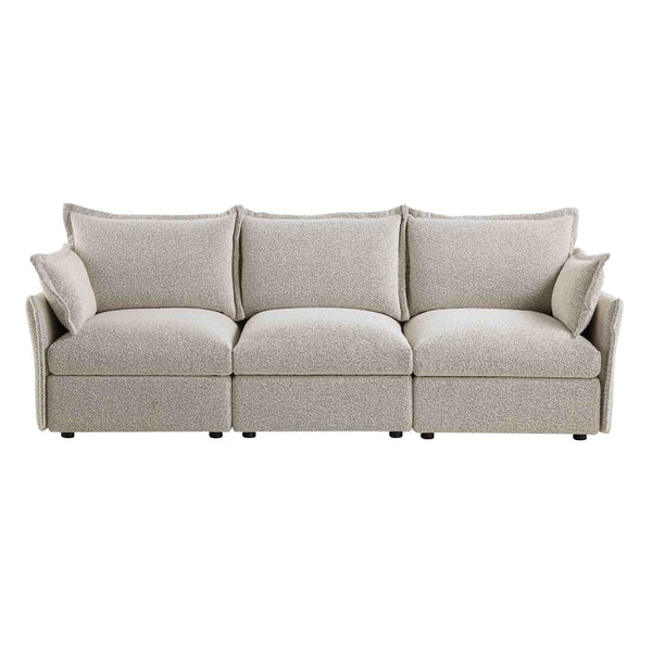 Byron Pillow Edge Mist Gray Boucle Sectional Sofa, 3-Seater