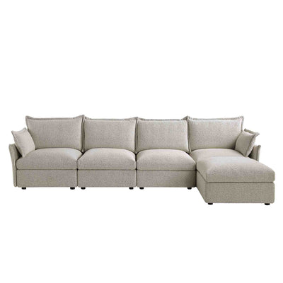 Byron Pillow Edge Mist Gray Boucle Sectional Sofa, 4-Seater Chaise