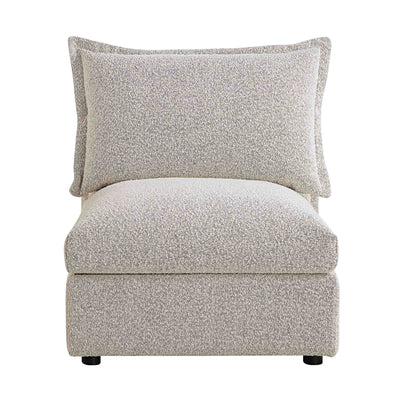 Byron Pillow Edge Mist Gray Boucle Sectional Sofa, 1 Seater Armless