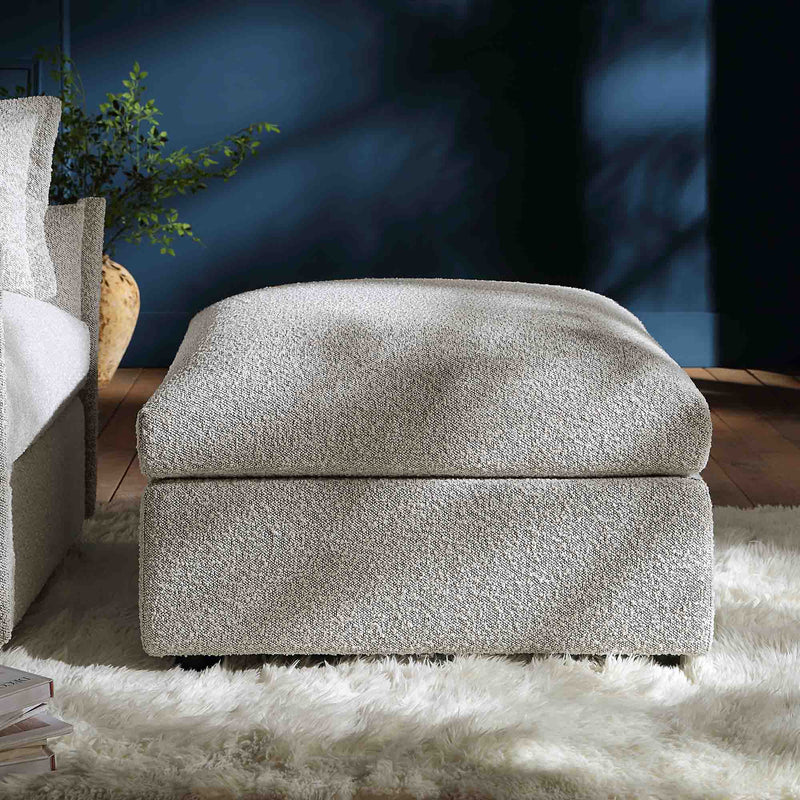 Byron Mist Gray Boucle Pouffe