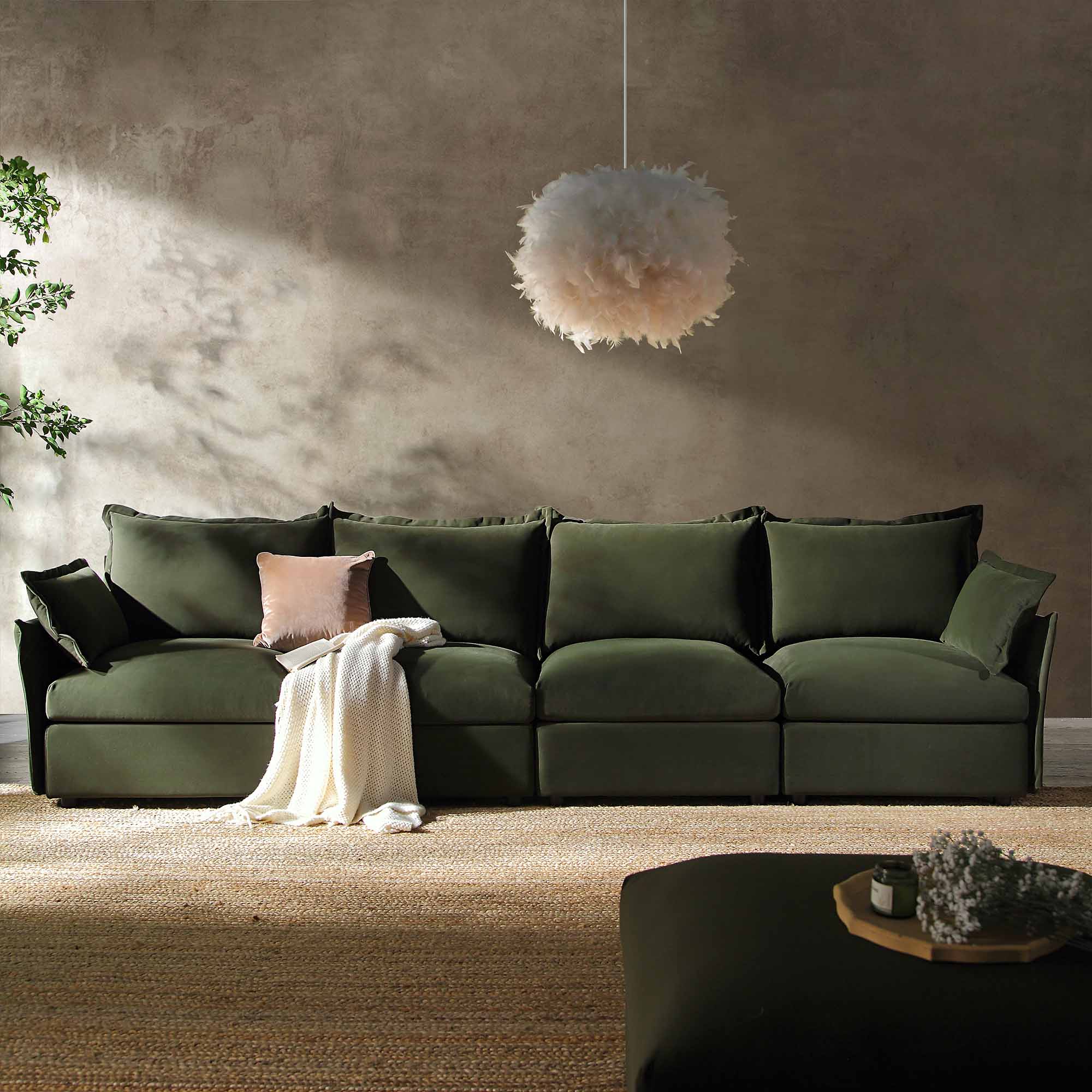Velvet Sectional Green Velvet Couch Pillows Byron Pillow Edge Moss