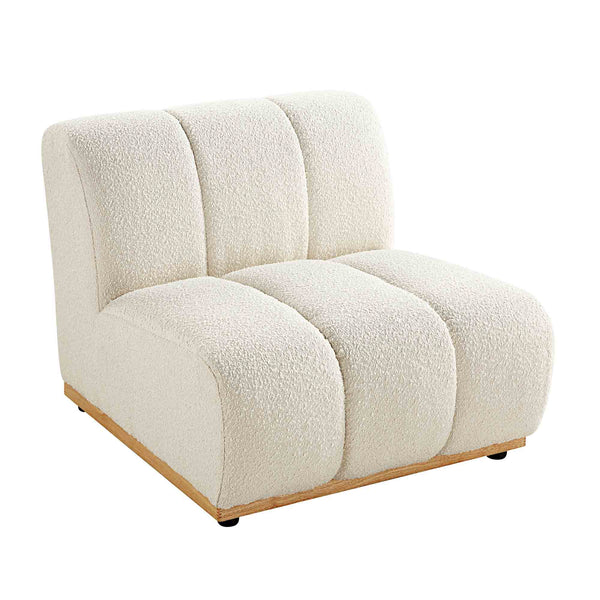 Granvia Ecru Boucle Sectional Sofa, 1-Seater Armless Sofa