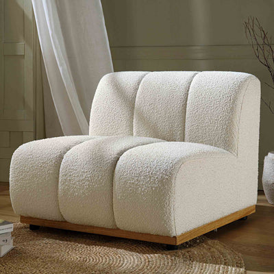 Granvia Ecru Boucle Sectional Sofa, 1-Seater Armless Sofa