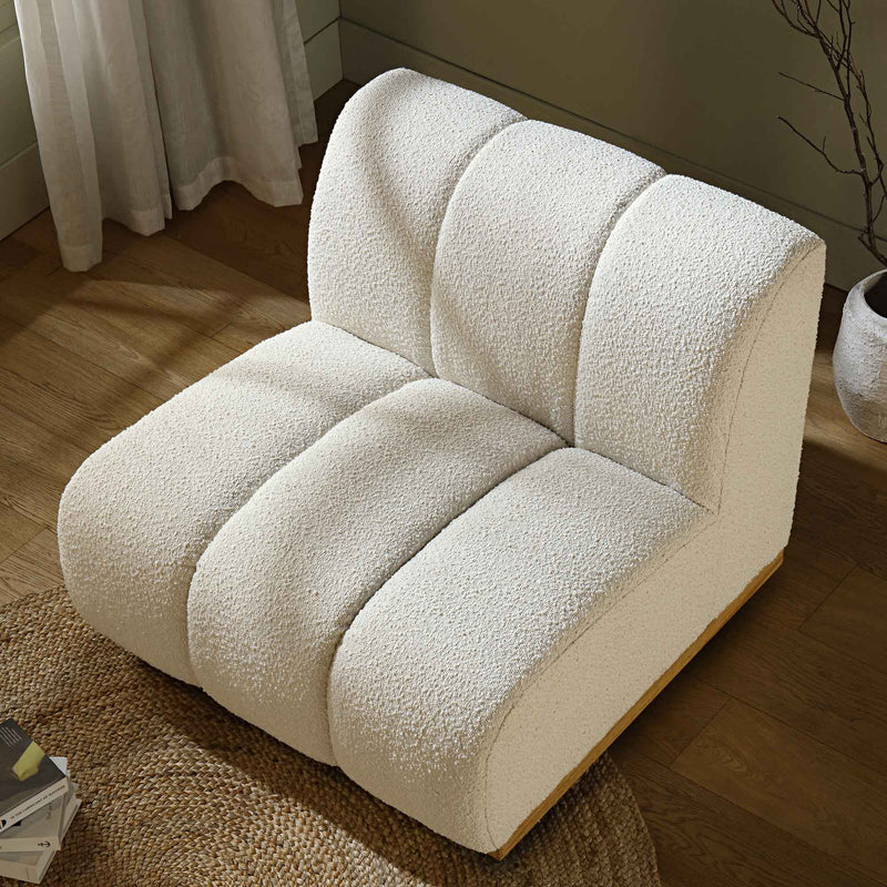 Granvia Ecru Boucle Sectional Sofa, 1-Seater Armless Sofa