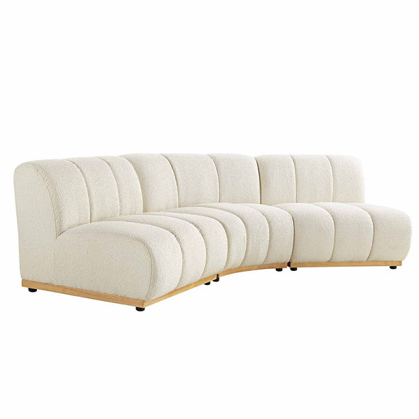 Granvia Ecru Boucle Sectional Sofa, 3-Seater Corner Sofa