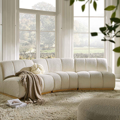 Granvia Ecru Boucle Sectional Sofa, 3-Seater Corner Sofa