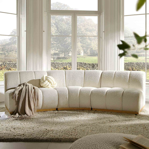 Granvia Ecru Boucle Sectional Sofa, 3-Seater Corner Sofa