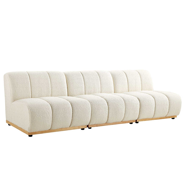 Granvia Ecru Boucle Sectional Sofa, 3-Seater Sofa