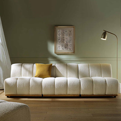 Granvia Ecru Boucle Sectional Sofa, 3-Seater Sofa