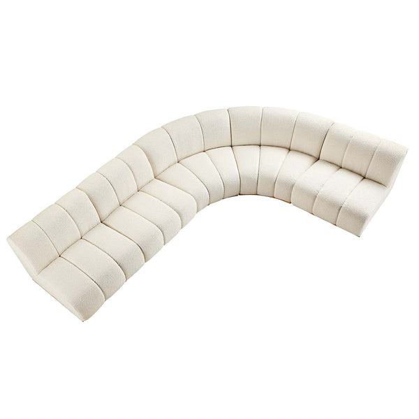 Granvia Ecru Boucle Sectional Sofa, 5-Seater Grand L-Shaped Sofa