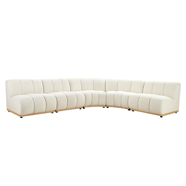 Granvia Ecru Boucle Sectional Sofa, 5-Seater Grand L-Shaped Sofa