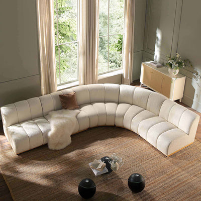 Granvia Ecru Boucle Sectional Sofa, 5-Seater Grand L-Shaped Sofa