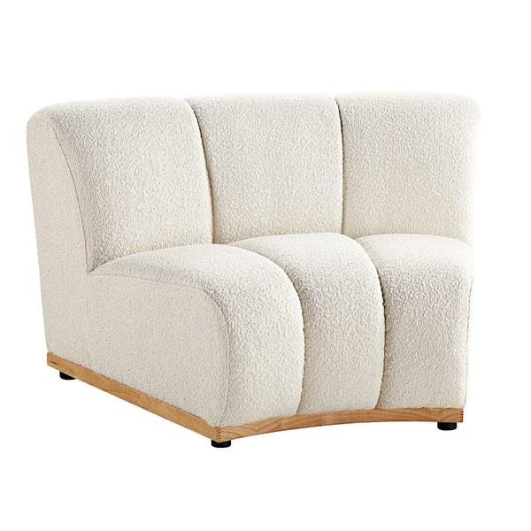 Granvia Ecru Boucle Sectional Sofa, 1-Seater Curved Sofa