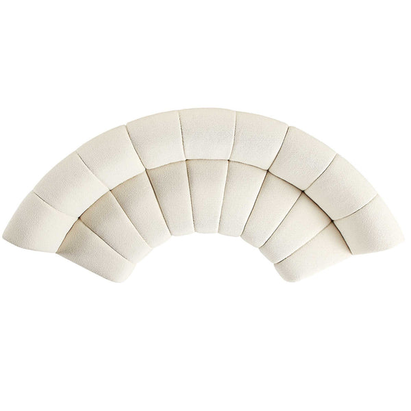 Granvia Ecru Boucle Sectional Sofa, 3-Seater Curved Sofa