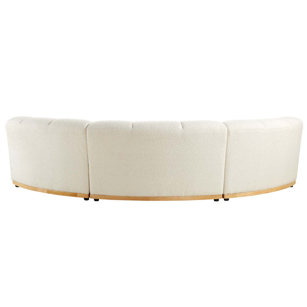 Granvia Ecru Boucle Sectional Sofa, 3-Seater Curved Sofa