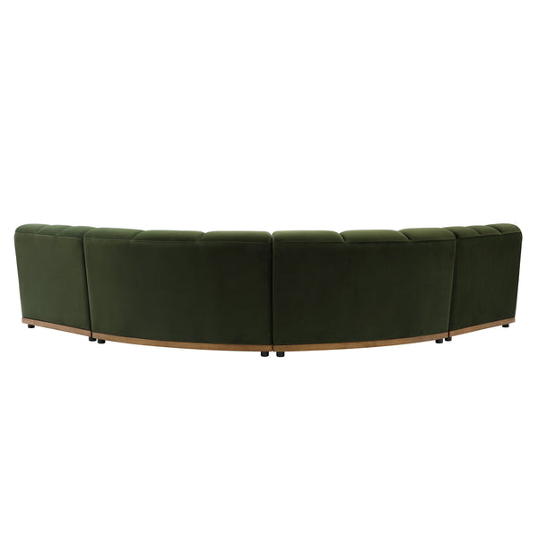 Granvia Moss Green Velvet Sectional Sofa, 4-Seater Large Corner Sofa