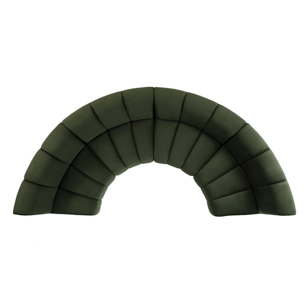 Granvia Moss Green Velvet Sectional Sofa, 4-Seater Half Circle Sofa