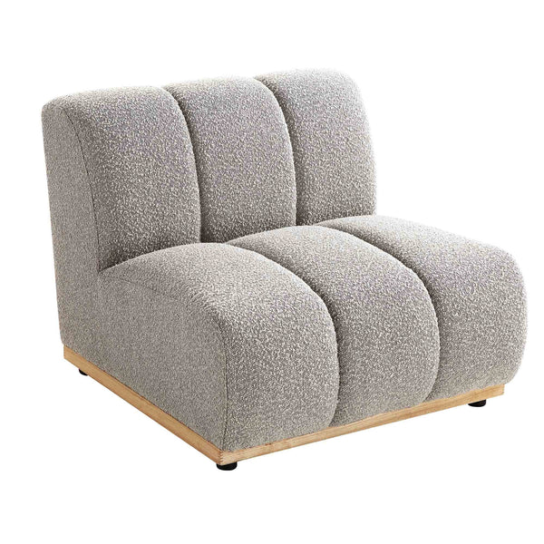 Granvia Taupe Boucle Sectional Sofa, 1-Seater Armless Sofa