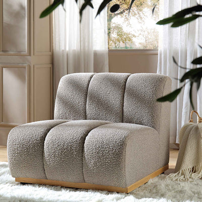 Granvia Taupe Boucle Sectional Sofa, 1-Seater Armless Sofa