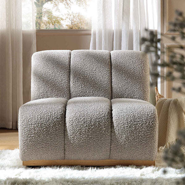 Granvia Taupe Boucle Sectional Sofa, 1-Seater Armless Sofa