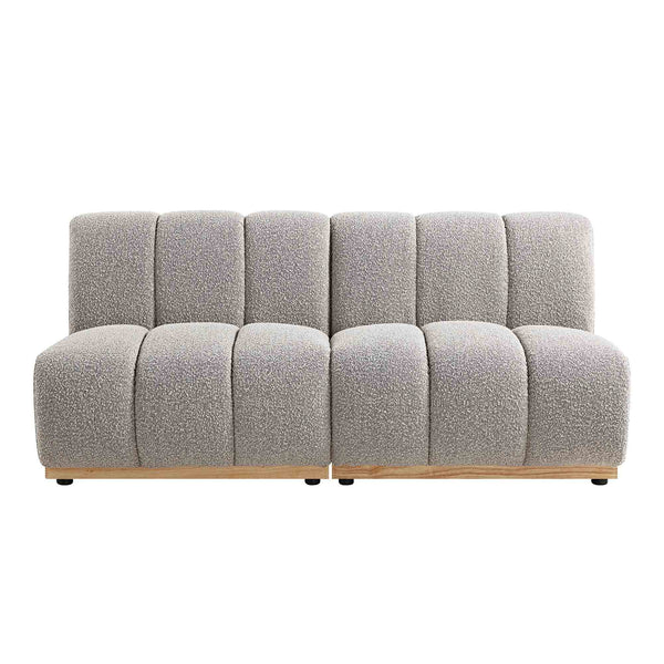 Granvia Taupe Boucle Sectional Sofa, 2-Seater Sofa