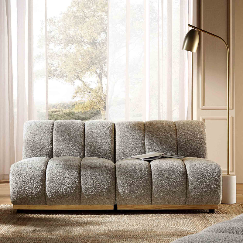 Granvia Taupe Boucle Sectional Sofa, 2-Seater Sofa
