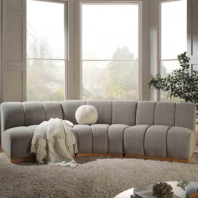 Granvia Taupe Boucle Sectional Sofa, 3-Seater Corner Sofa