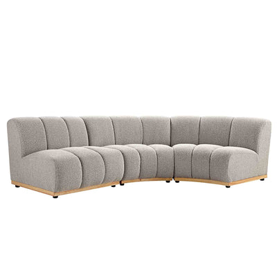 Granvia Taupe Boucle Sectional Sofa, 3-Seater L-Shaped Sofa