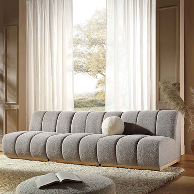 Granvia Taupe Boucle Sectional Sofa, 3-Seater Sofa