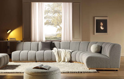 Granvia Taupe Boucle Sectional Sofa, 5-Seater Grand L-Shaped Sofa