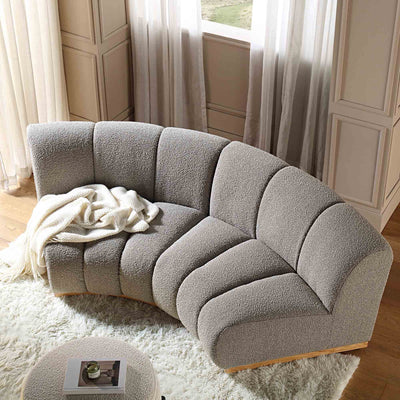 Granvia Taupe Boucle Sectional Sofa, 2-Seater Curved Sofa
