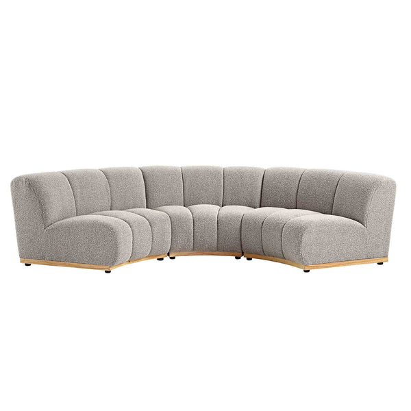 Granvia Taupe Boucle Sectional Sofa, 3-Seater Curved Sofa
