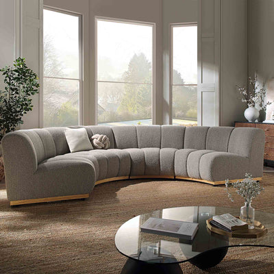 Granvia Taupe Boucle Sectional Sofa, 4-Seater Half Circle Sofa