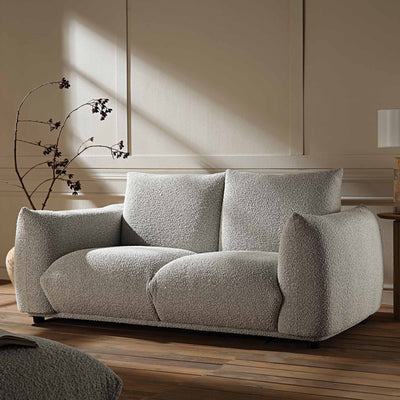 Gianni Two Seater Sofa, Mist Gray Boucle