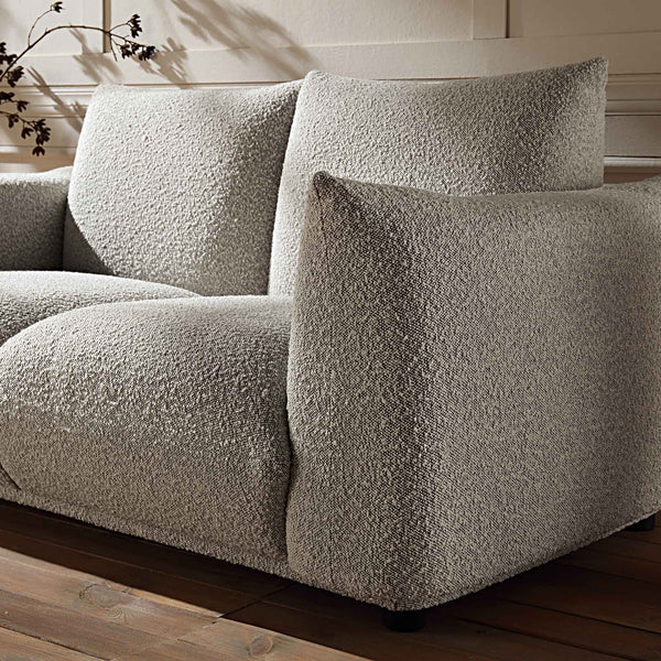 Gianni Two Seater Sofa, Mist Gray Boucle