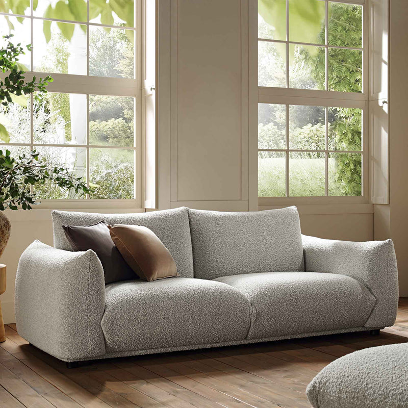 Gianni Three Seater Sofa, Mist Gray Boucle