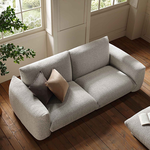 Gianni Three Seater Sofa, Mist Gray Boucle