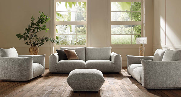 Gianni Three Seater Sofa, Mist Gray Boucle