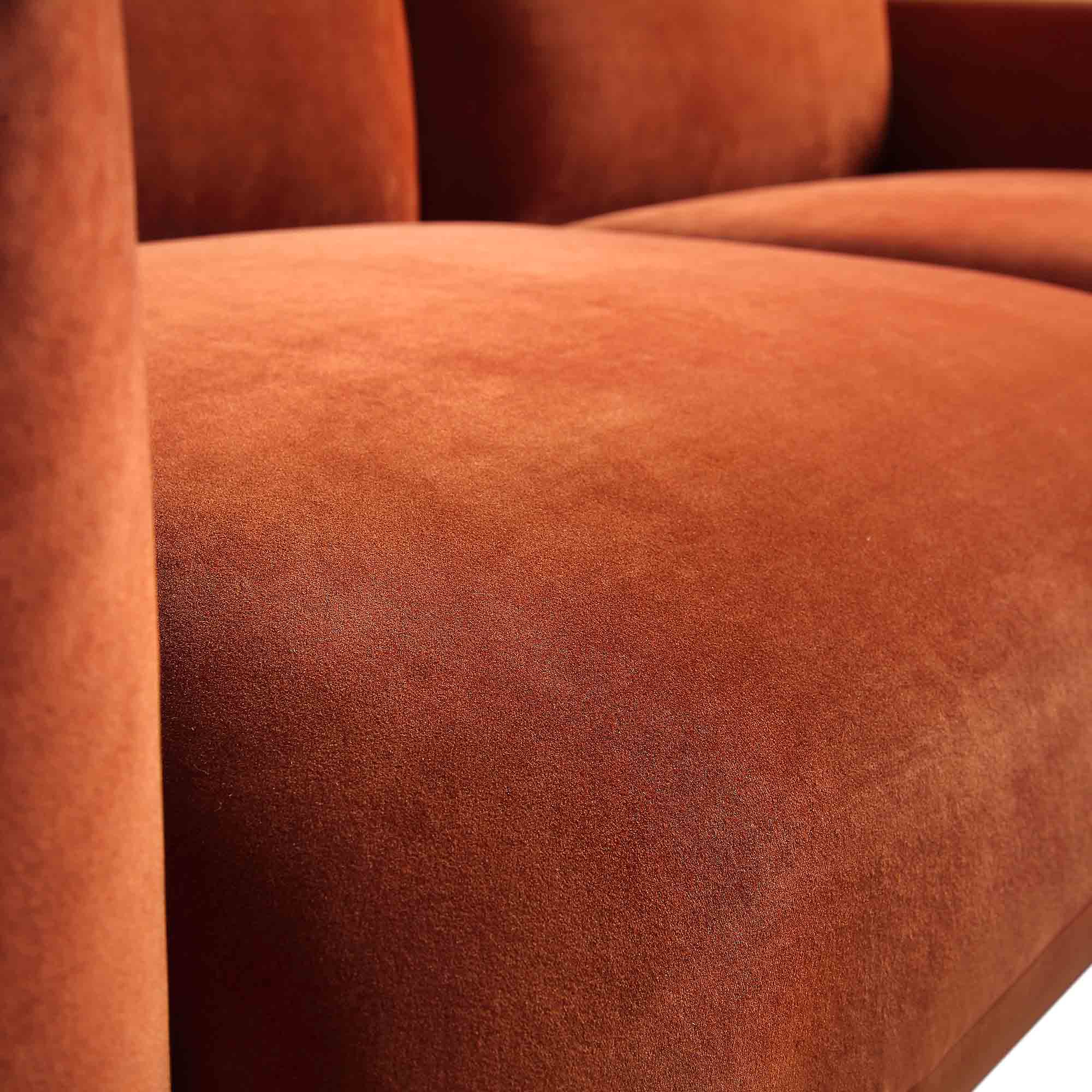 Gianni Three Seater Sofa, Rust Velvet | daals.com
