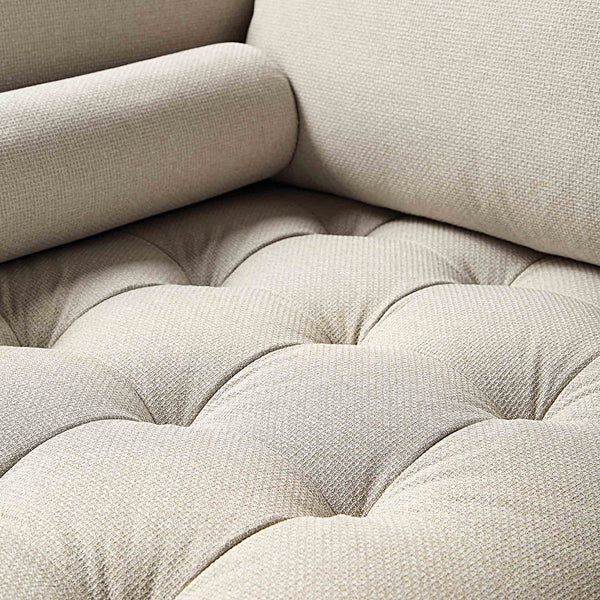Henrietta Beige Woven Fabric Grand 4-Seater Chaise End Sofa, Right Hand Facing