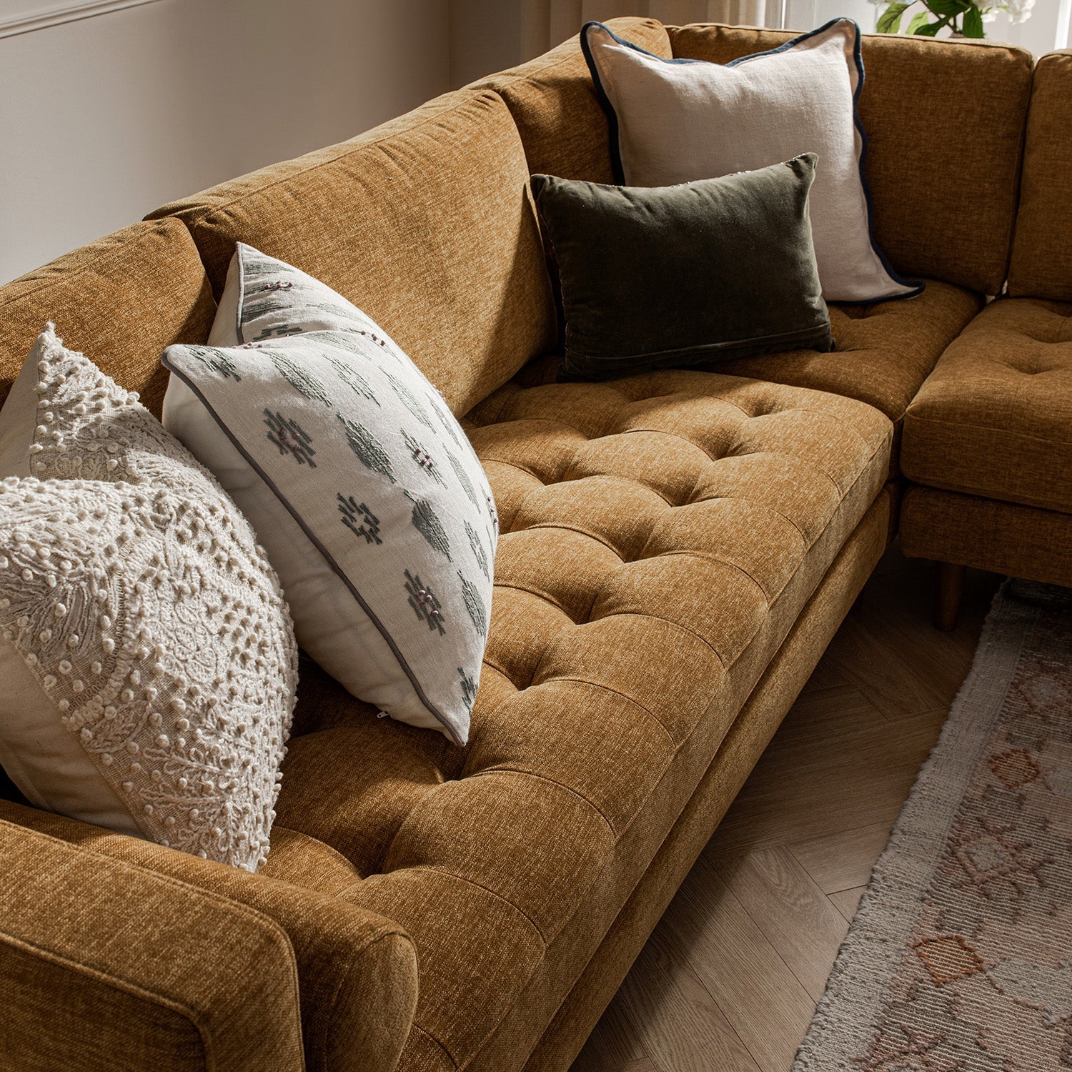 Henrietta 5+Seater Corner Sofa, Spiced Honey Chenille
